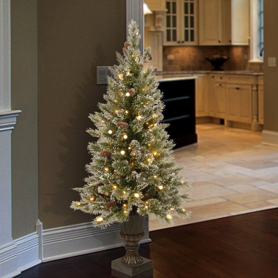 Glittery Bristle Entrance Tree with Clear Lights